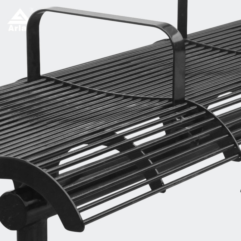 Metal Park Bench with Armrests Weatherproof Durable – Arlau