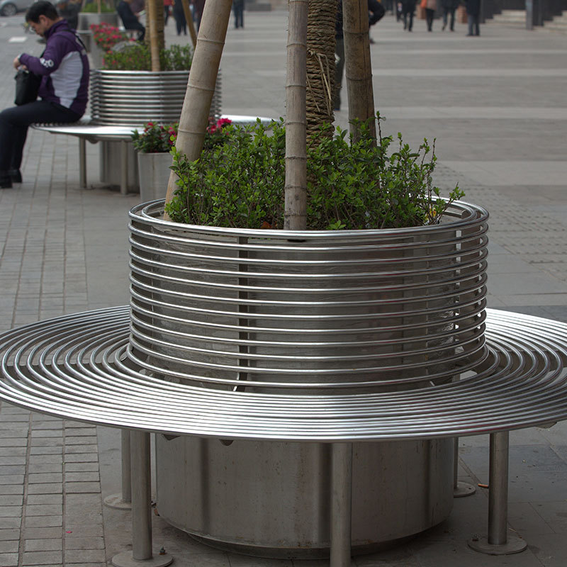 Tree Enclosed Bench Brushed Stainless Steel Modern Design Arlau