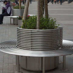 Tree Enclosed Bench Brushed Stainless Steel Modern Design Arlau