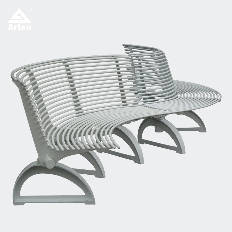 Modern Curved Park Bench Cast Iron Legs Outdoor Seating Arlau