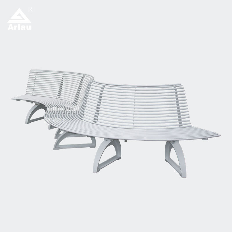 Modern Curved Park Bench Cast Iron Legs Outdoor Seating Arlau