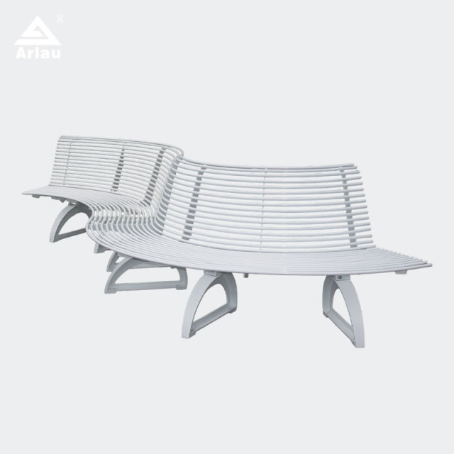 Modern Curved Park Bench Cast Iron Legs Outdoor Seating Arlau