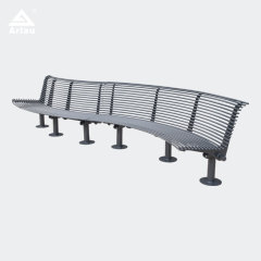 Outdoor Bench with Backrest Galvanized Steel Curved Design Arlau