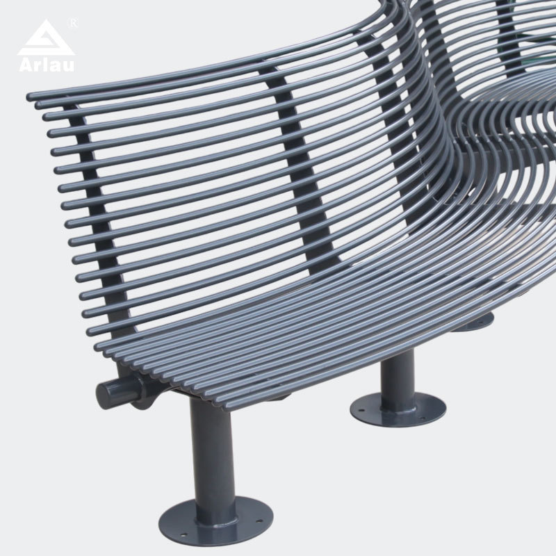 Outdoor Bench with Backrest Galvanized Steel Curved Design Arlau