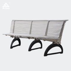 Curved Park Bench Stainless Steel with Cast Iron Legs Arlau