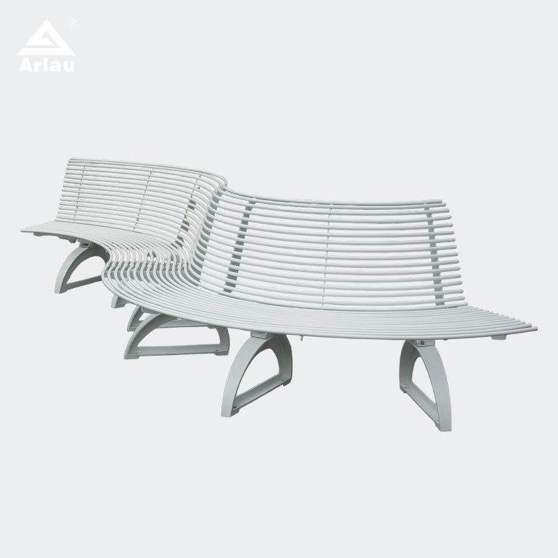 Modern Curved Park Bench Cast Iron Legs Outdoor Seating Arlau
