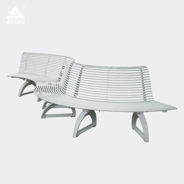 Modern Curved Park Bench Cast Iron Legs Outdoor Seating Arlau