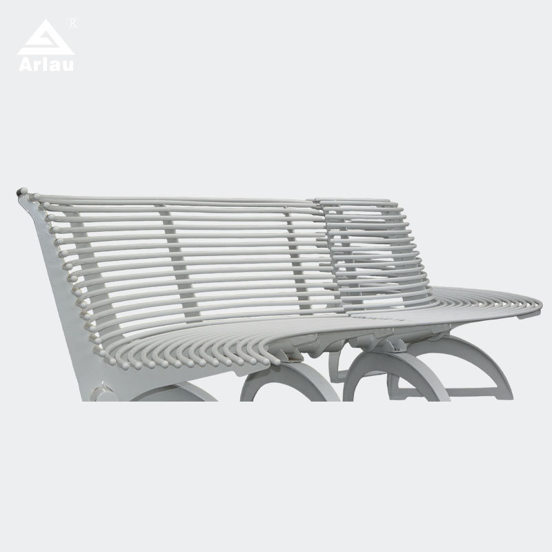 Modern Curved Park Bench Cast Iron Legs Outdoor Seating Arlau