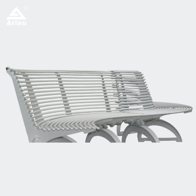 Modern Curved Park Bench Cast Iron Legs Outdoor Seating Arlau