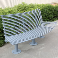Outdoor Bench with Backrest Galvanized Steel Curved Design Arlau