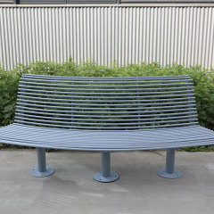 Outdoor Bench with Backrest Galvanized Steel Curved Design Arlau