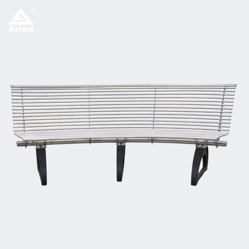 Curved Park Bench Stainless Steel with Cast Iron Legs Arlau
