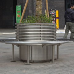 Tree Enclosed Bench Brushed Stainless Steel Modern Design Arlau