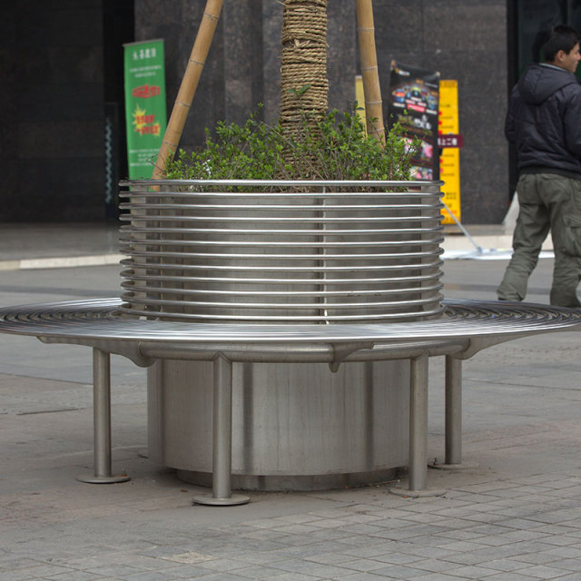 Tree Enclosed Bench Brushed Stainless Steel Modern Design Arlau
