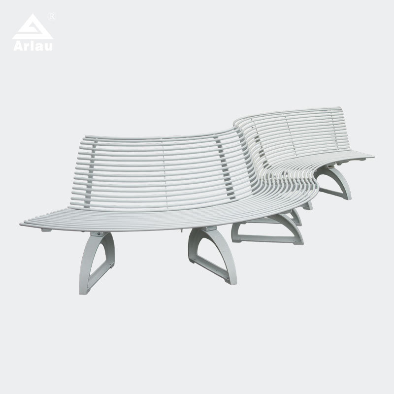 Modern Curved Park Bench Cast Iron Legs Outdoor Seating Arlau
