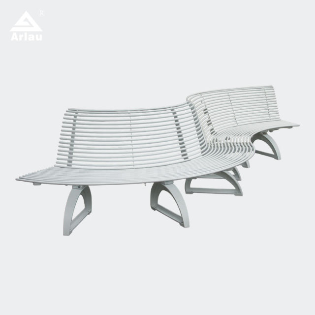 Modern Curved Park Bench Cast Iron Legs Outdoor Seating Arlau
