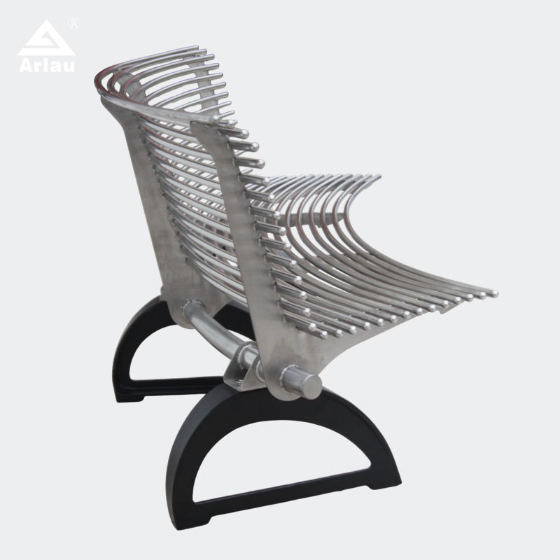 Curved Park Bench Stainless Steel with Cast Iron Legs Arlau