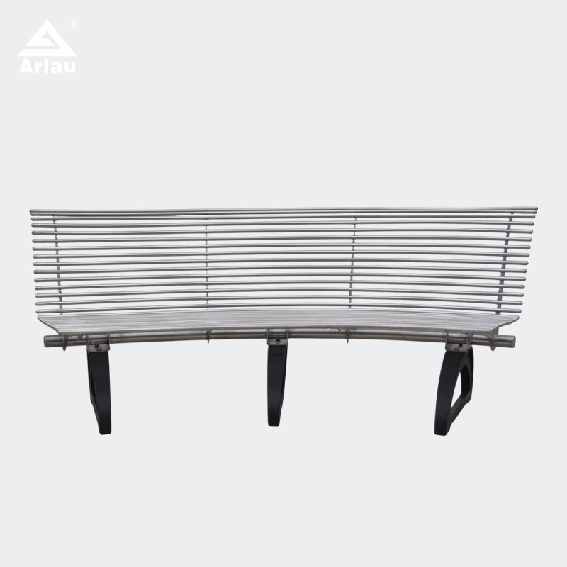 Curved Park Bench Stainless Steel with Cast Iron Legs Arlau
