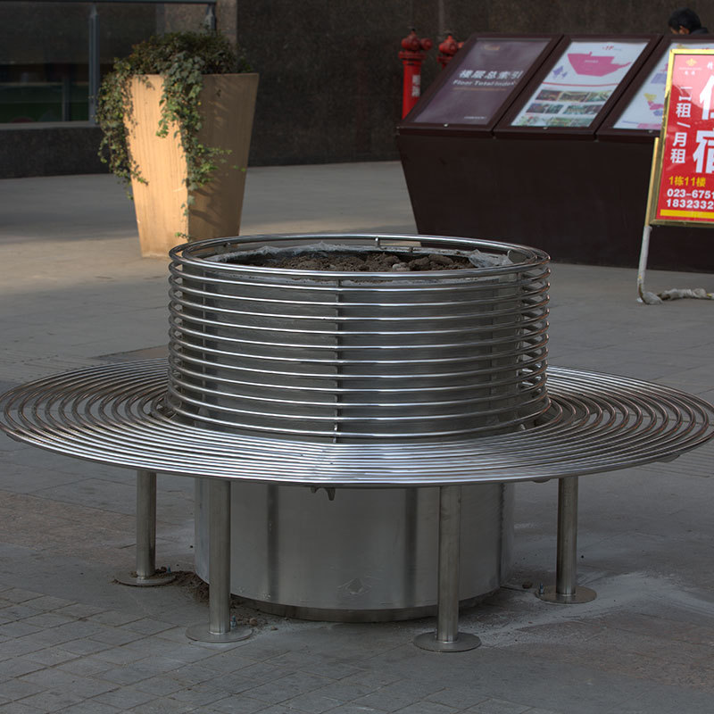 Tree Enclosed Bench Brushed Stainless Steel Modern Design Arlau