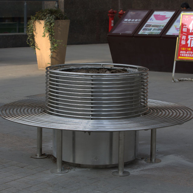 Tree Enclosed Bench Brushed Stainless Steel Modern Design Arlau