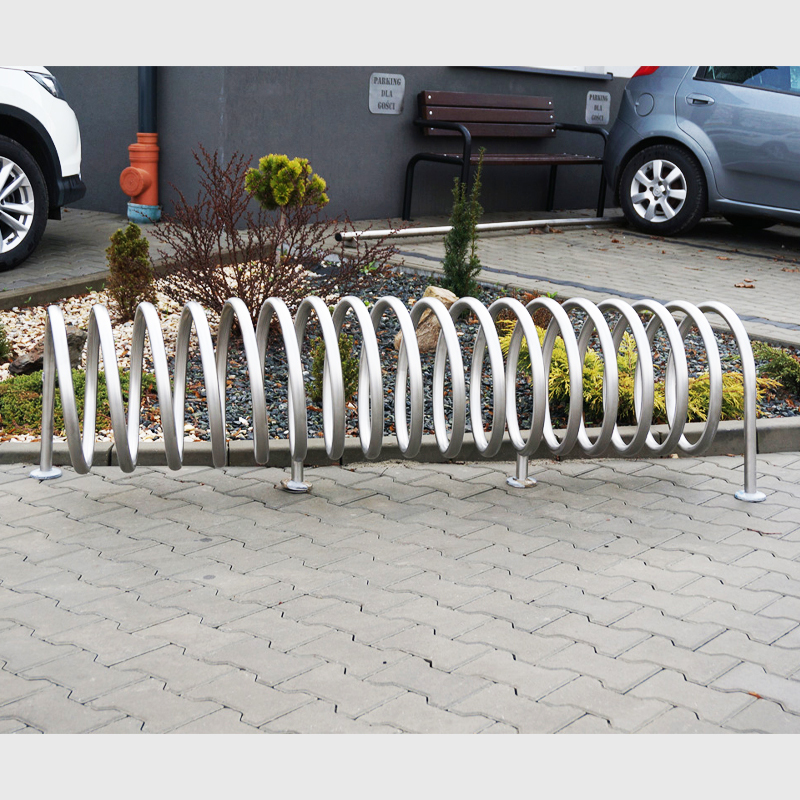 Municipal Bike Parking Racks - Stainless Steel Spiral Design - Arlau