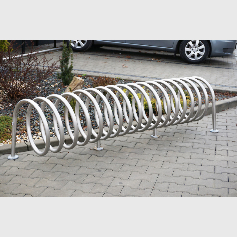 Municipal Bike Parking Racks - Stainless Steel Spiral Design - Arlau