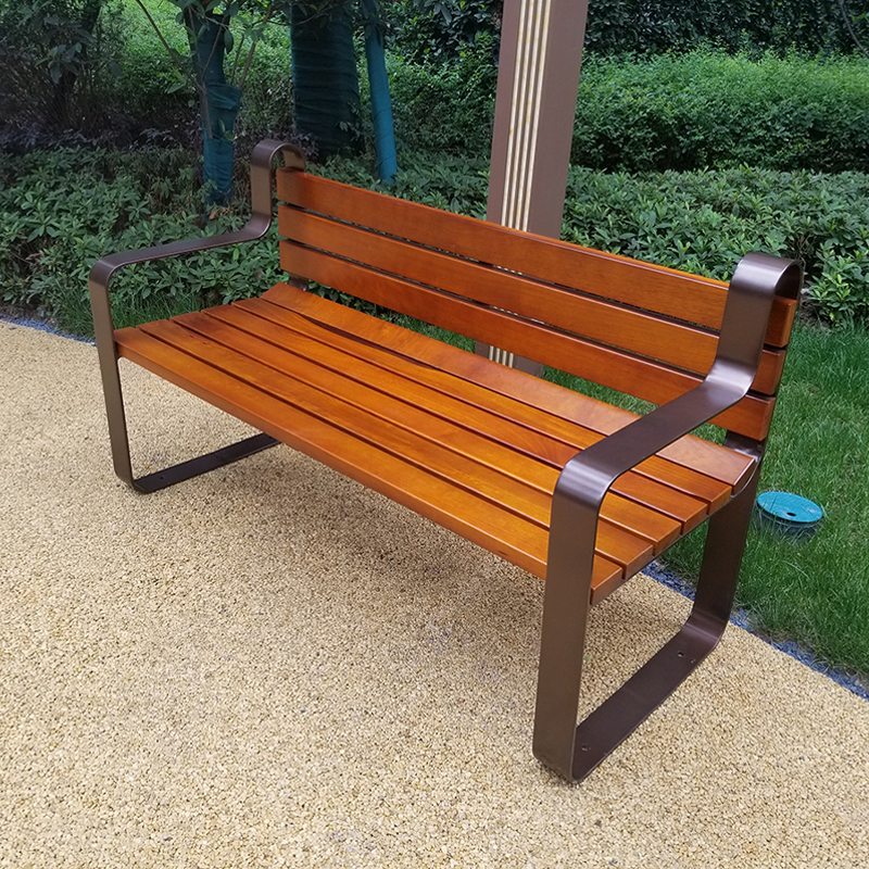 Garden Bench with Backrest - Galvanized Steel and Plastic Wood - Arlau