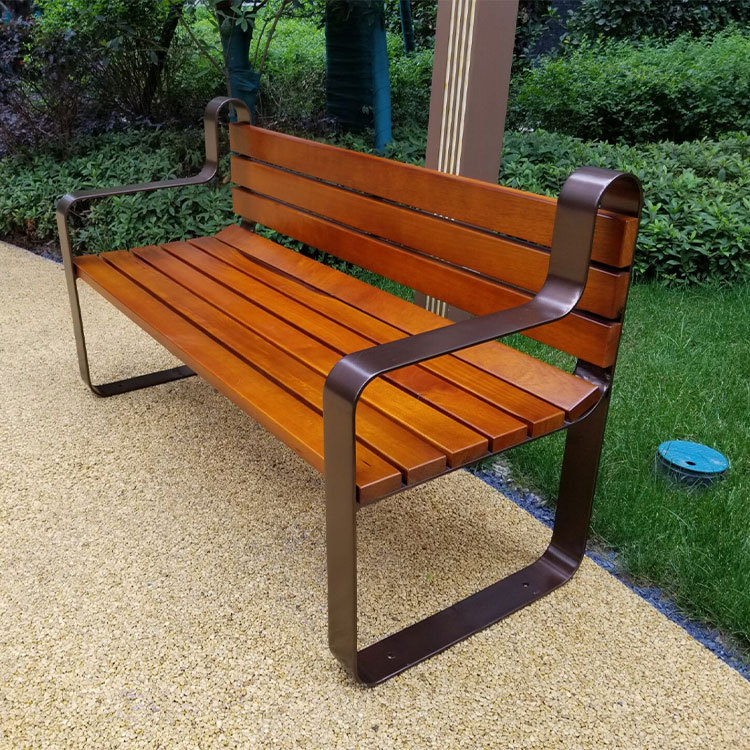Garden Bench with Backrest - Galvanized Steel and Plastic Wood - Arlau