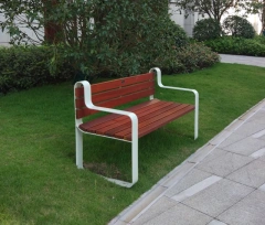 Garden Bench with Backrest - Galvanized Steel and Plastic Wood - Arlau