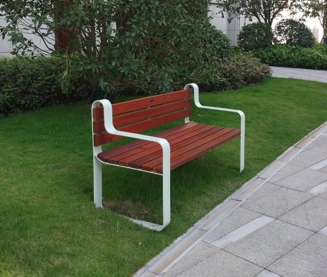 Garden Bench with Backrest - Galvanized Steel and Plastic Wood - Arlau