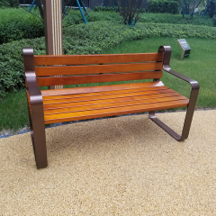 Garden Bench with Backrest - Galvanized Steel and Plastic Wood - Arlau