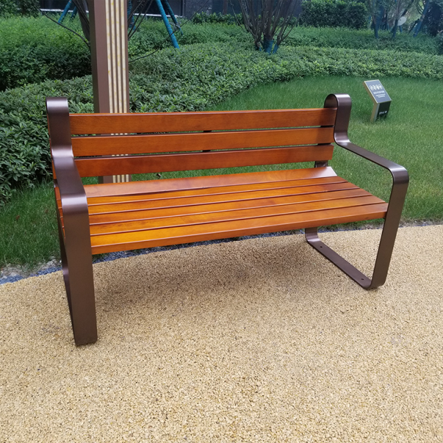 Garden Bench with Backrest - Galvanized Steel and Plastic Wood - Arlau