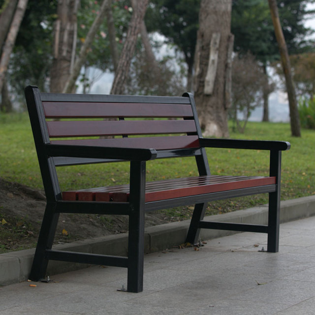 Classic Park Bench - Durable PS Plastic Wood and Steel - Arlau