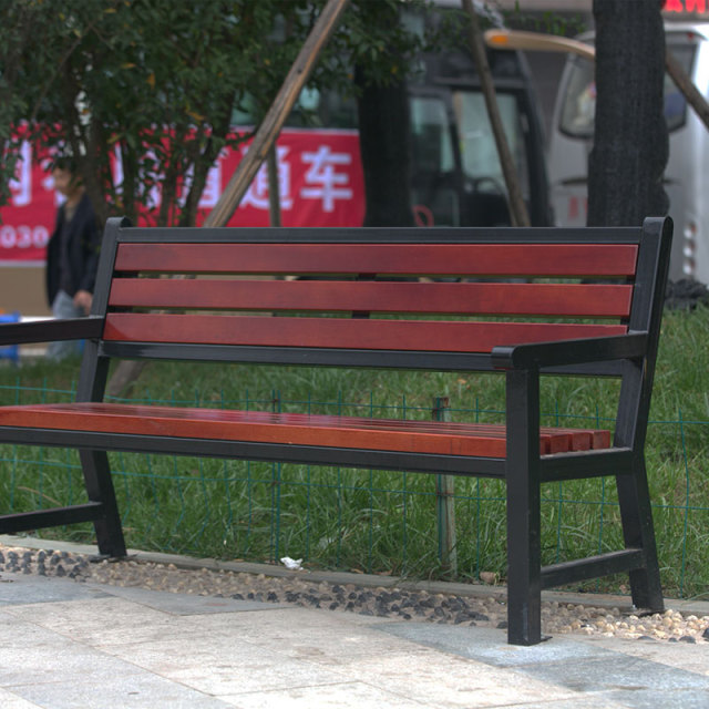 Classic Park Bench - Durable PS Plastic Wood and Steel - Arlau