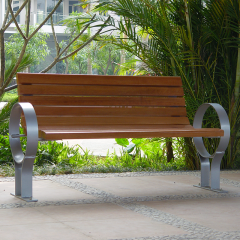 Plastic Wood Steel Outdoor Chair Weatherproof Durable Design