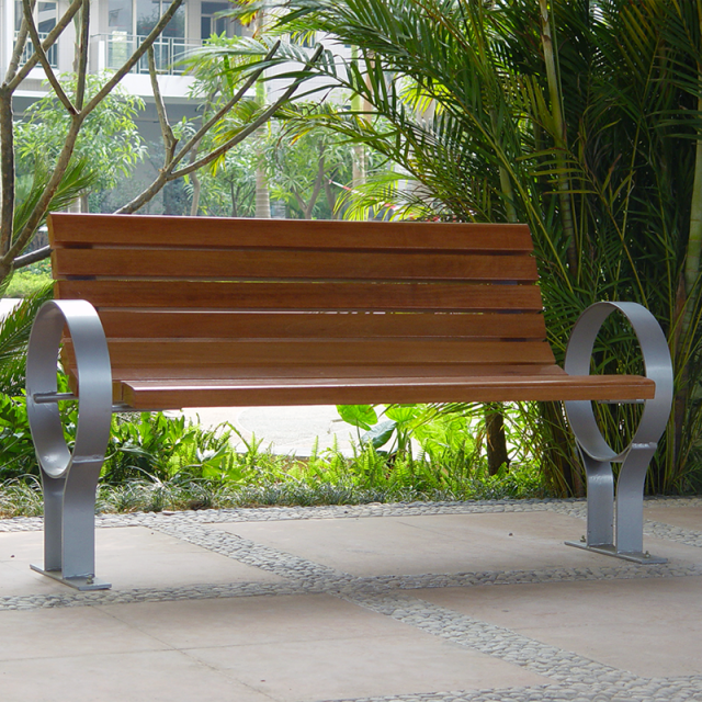 Plastic Wood Steel Outdoor Chair Weatherproof Durable Design