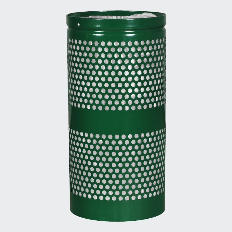 10-Gallon Outdoor Trash Can - Perforated Steel, Mountable