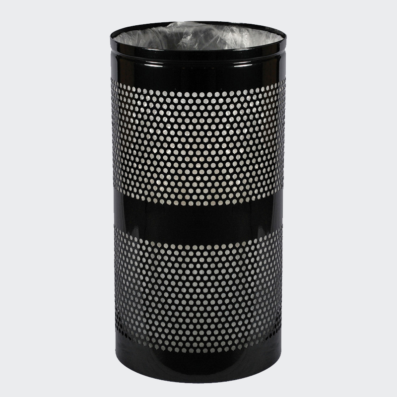 10-Gallon Outdoor Trash Can - Perforated Steel, Mountable