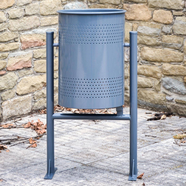 49L Commercial Outdoor Trash Can - Stainless Steel  Anti-Tip