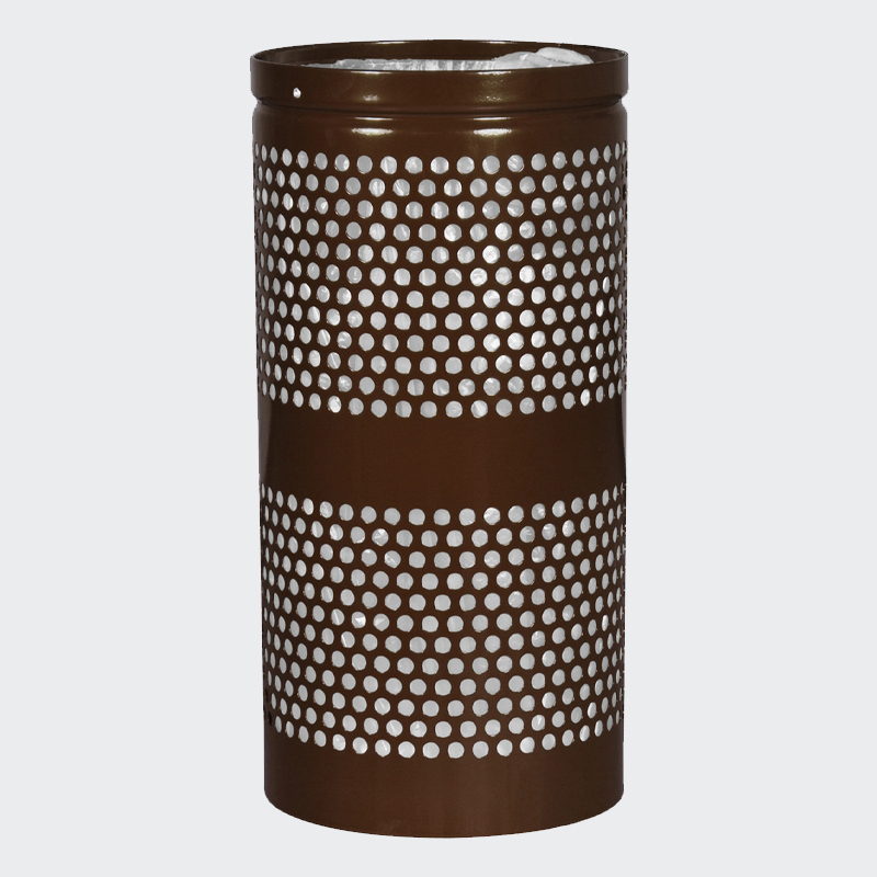10-Gallon Outdoor Trash Can - Perforated Steel, Mountable