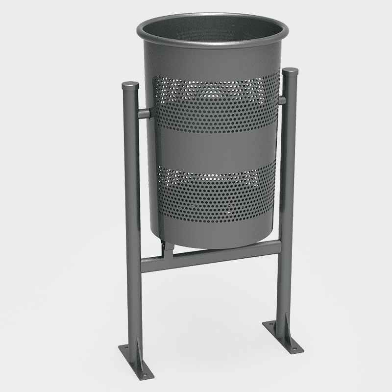 49L Commercial Outdoor Trash Can - Stainless Steel  Anti-Tip