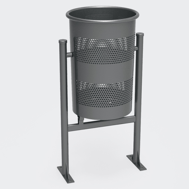 49L Commercial Outdoor Trash Can - Stainless Steel  Anti-Tip
