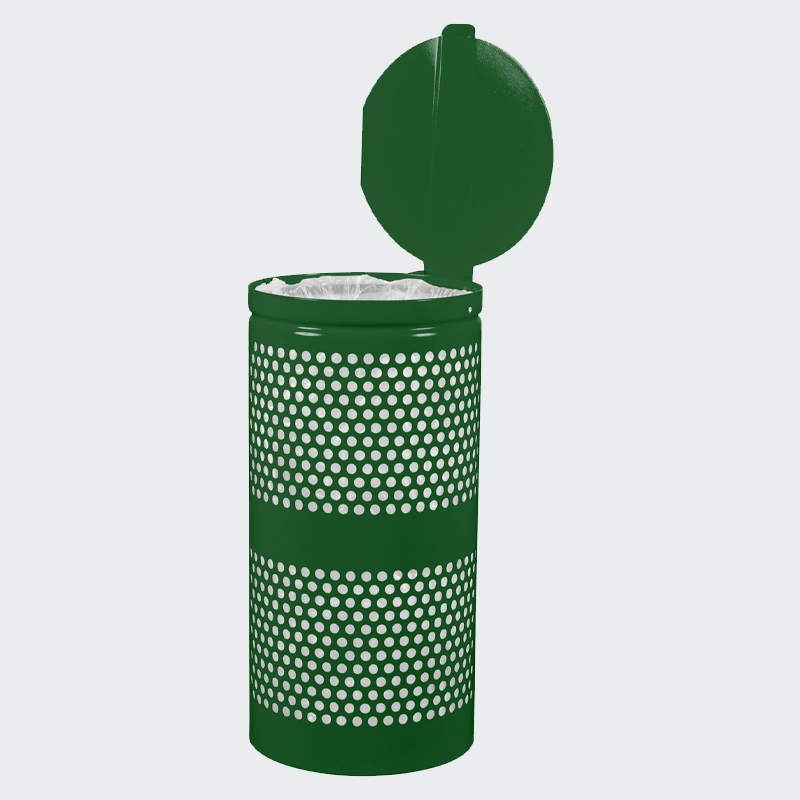 Animal-proof round metal trash can - with lock, 10-gallon steel