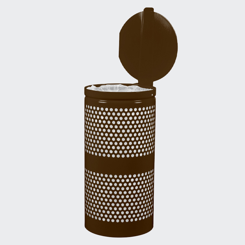 Animal-proof round metal trash can - with lock, 10-gallon steel
