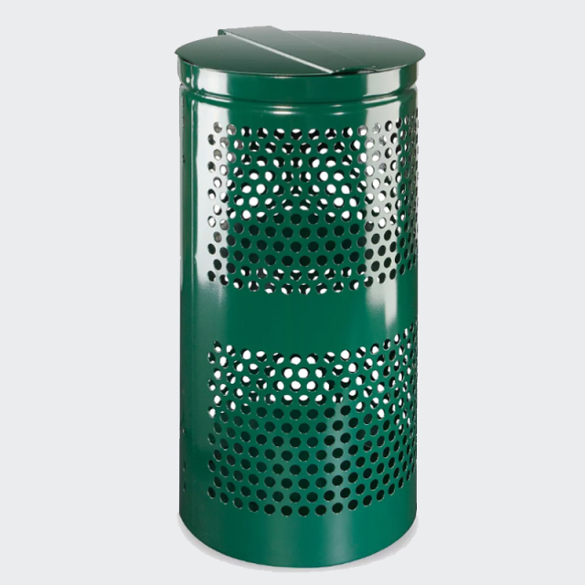 Animal-proof round metal trash can - with lock, 10-gallon steel