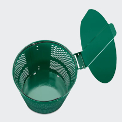 Animal-proof round metal trash can - with lock, 10-gallon steel