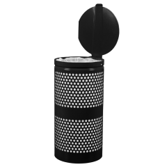 Animal-proof round metal trash can - with lock, 10-gallon steel