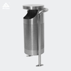 49L Commercial Outdoor Trash Can - Stainless Steel Anti-Tip