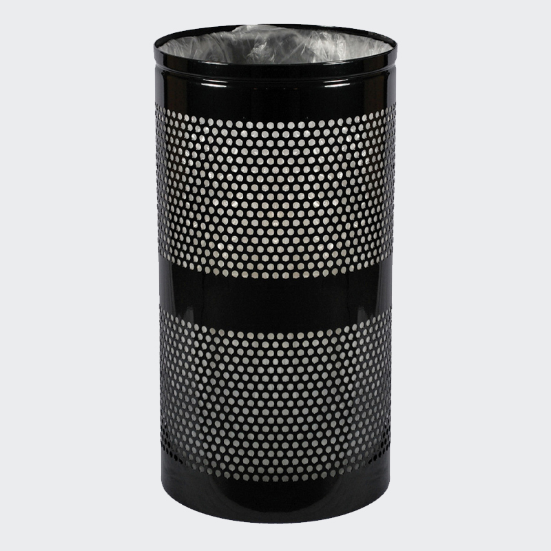 10-Gallon Outdoor Trash Can - Perforated Steel, Mountable