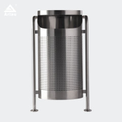 49L Commercial Outdoor Trash Can - Stainless Steel Anti-Tip